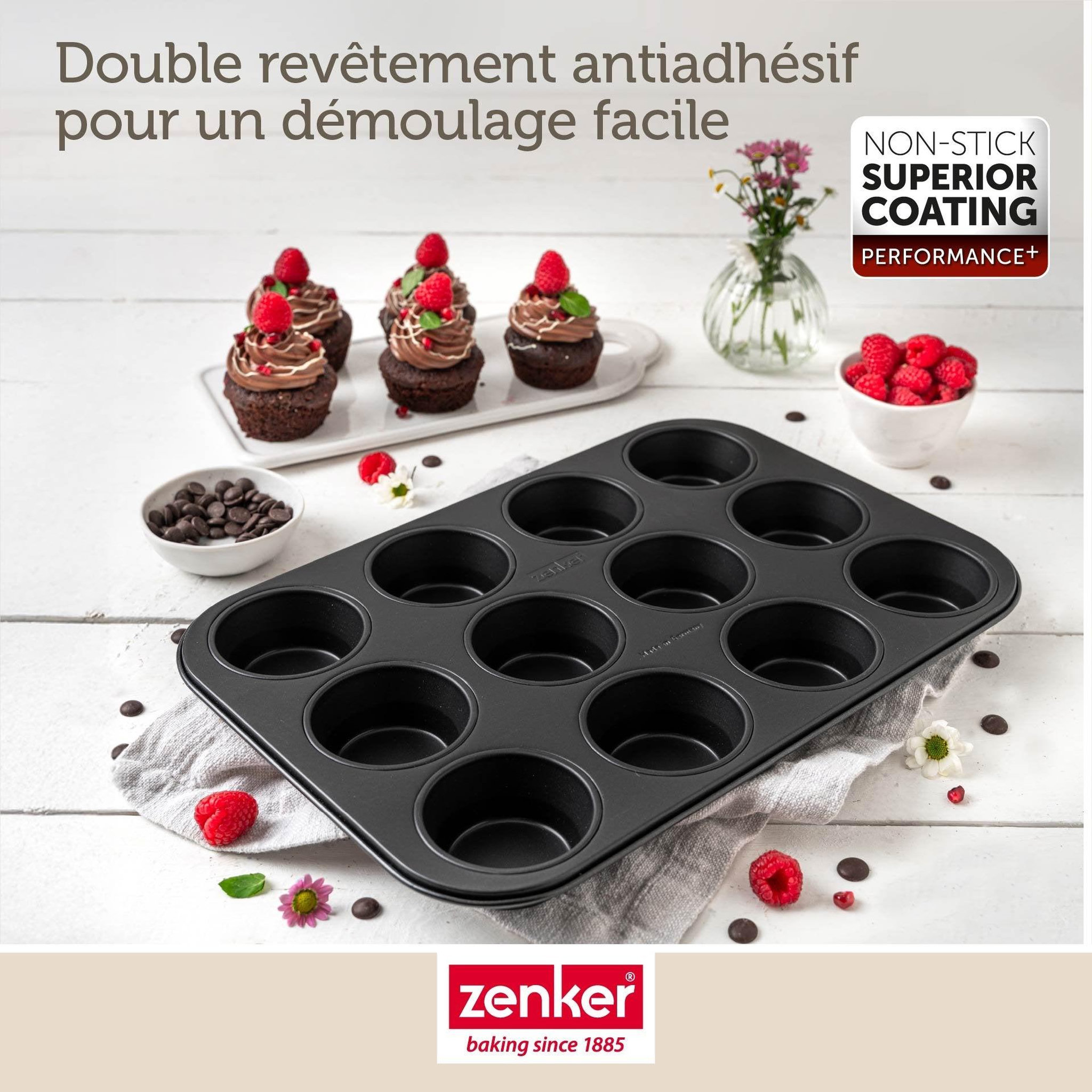 Voir la diapositive 6 : ZENKER Moule à muffins 12 empreintes 38 x 26 cm zenker perfect black