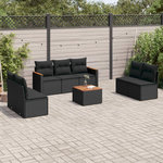 VIDAXL Salon de jardin 8 pcs avec coussins noir resine tressee