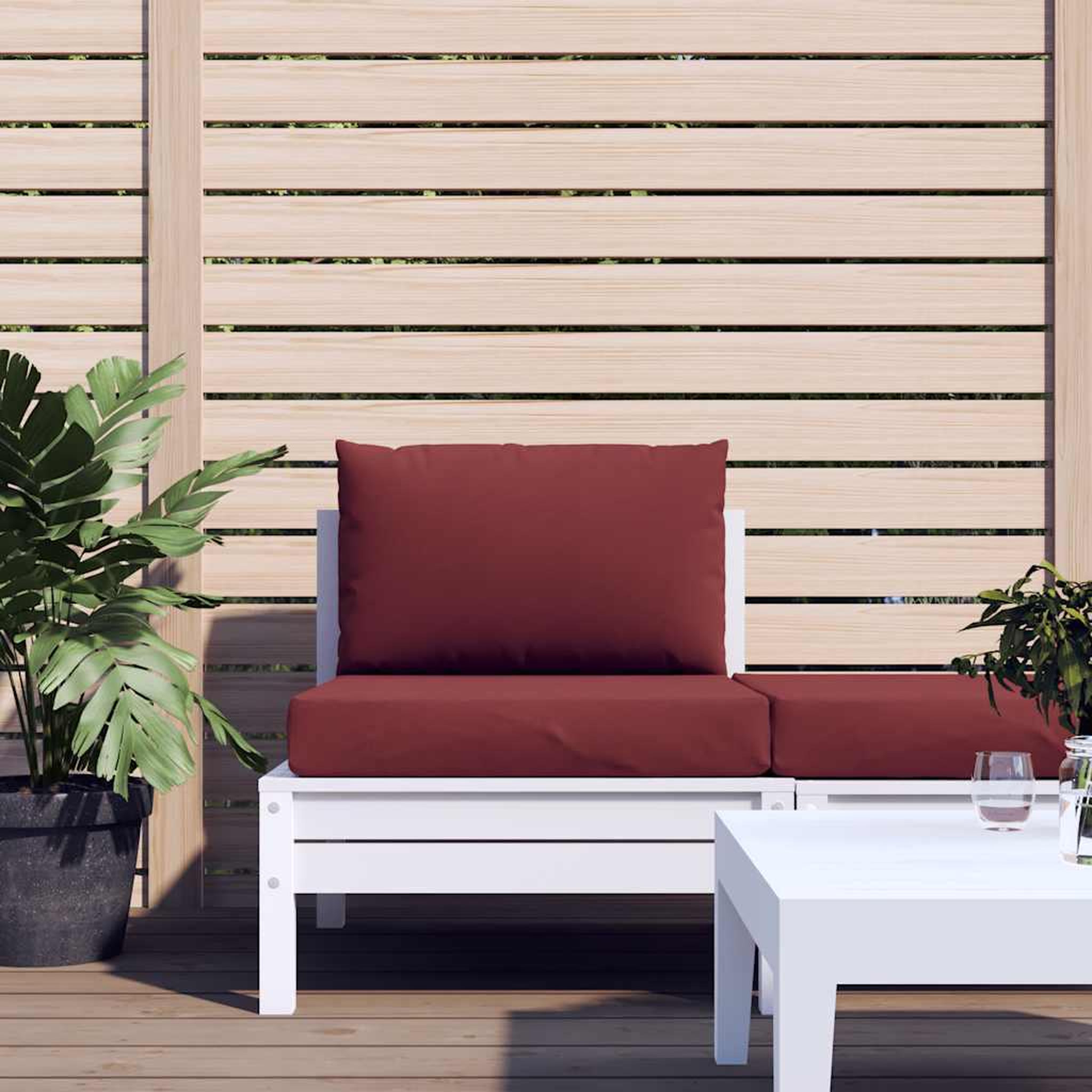 Voir la diapositive 3 : VIDAXL Coussins de palette lot de 2 rouge bordeaux melange tissu