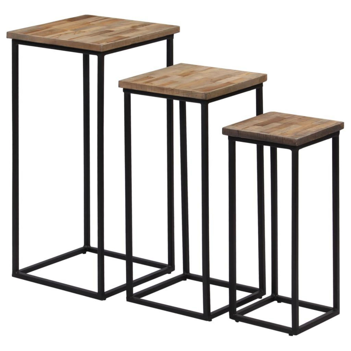 VIDAXL Ensemble de tables pour plante 3 pcs Teck recycle