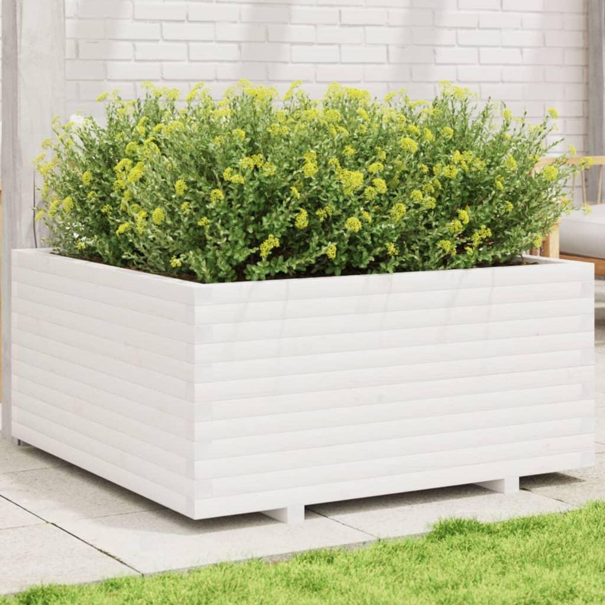 VIDAXL Jardiniere blanc 100x100x49,5 cm bois de pin massif