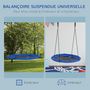 Voir la diapositive 4 : OUTSUNNY Balançoire nid d'oiseau ronde Ø 110 cm 4 anneaux inclus bleu