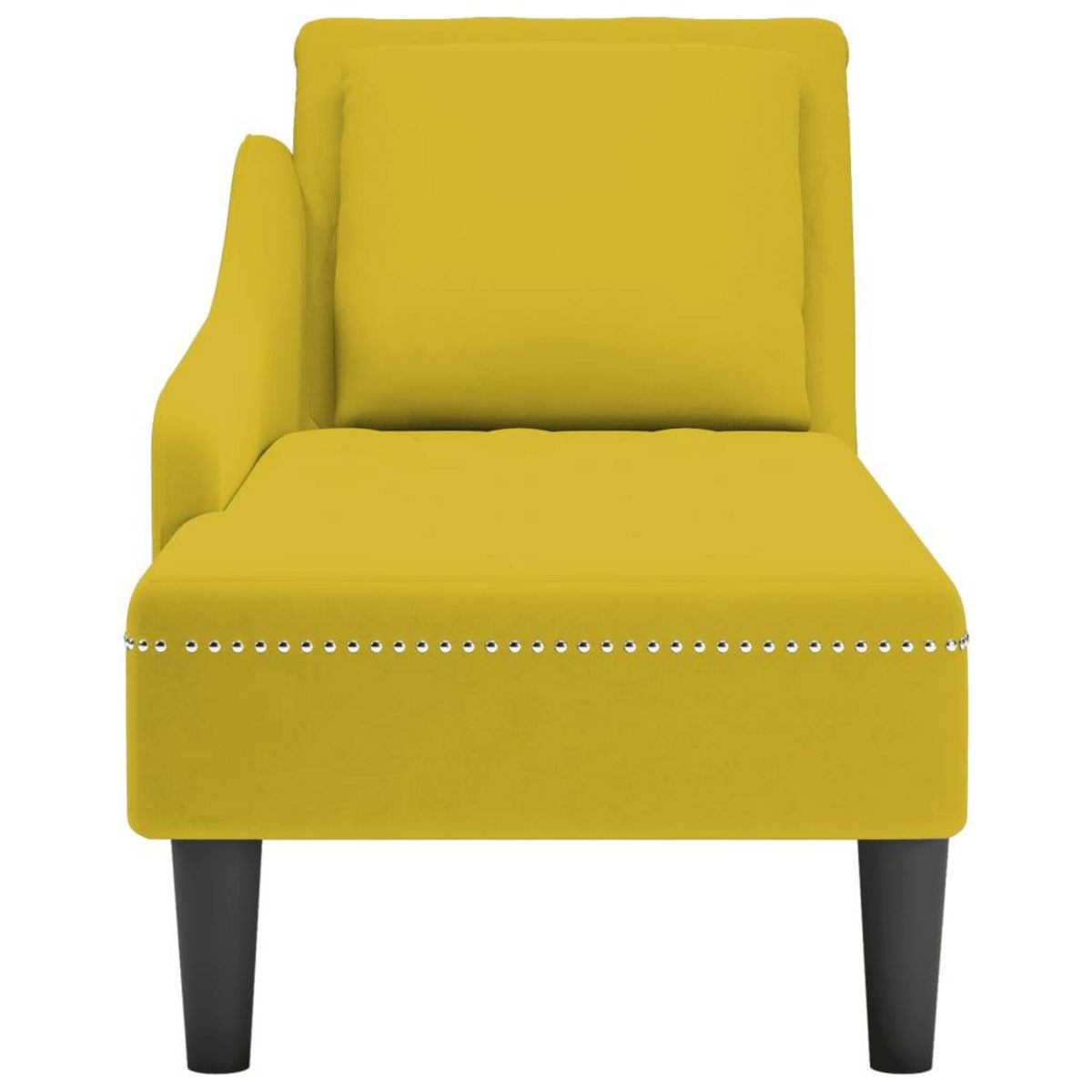VIDAXL Fauteuil long avec coussin et accoudoir droit jaune velours