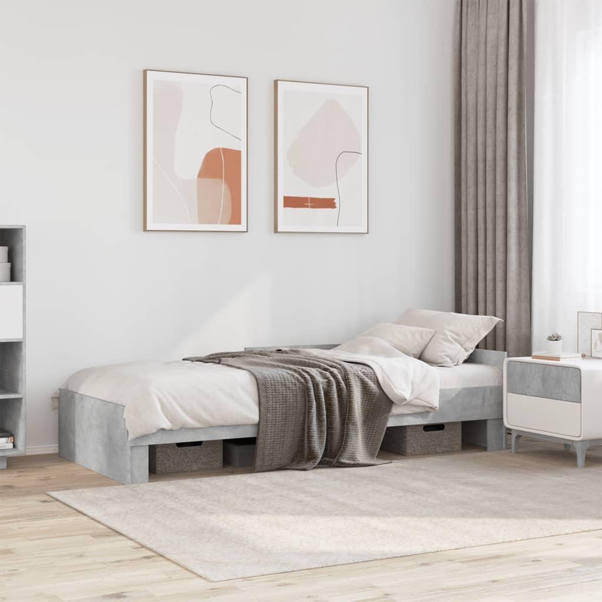 VIDAXL Cadre de lit sans matelas gris beton 90x190cm bois d'ingenierie
