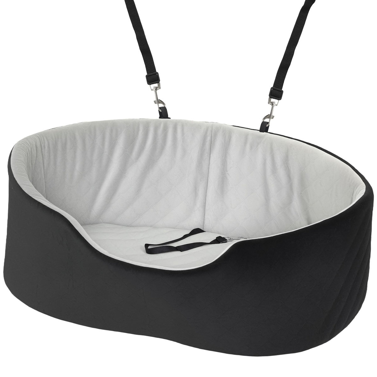 PAWHUT Siège auto chien grand confort avec coussin déhoussable - réglable, attache - polyester noir velours gris