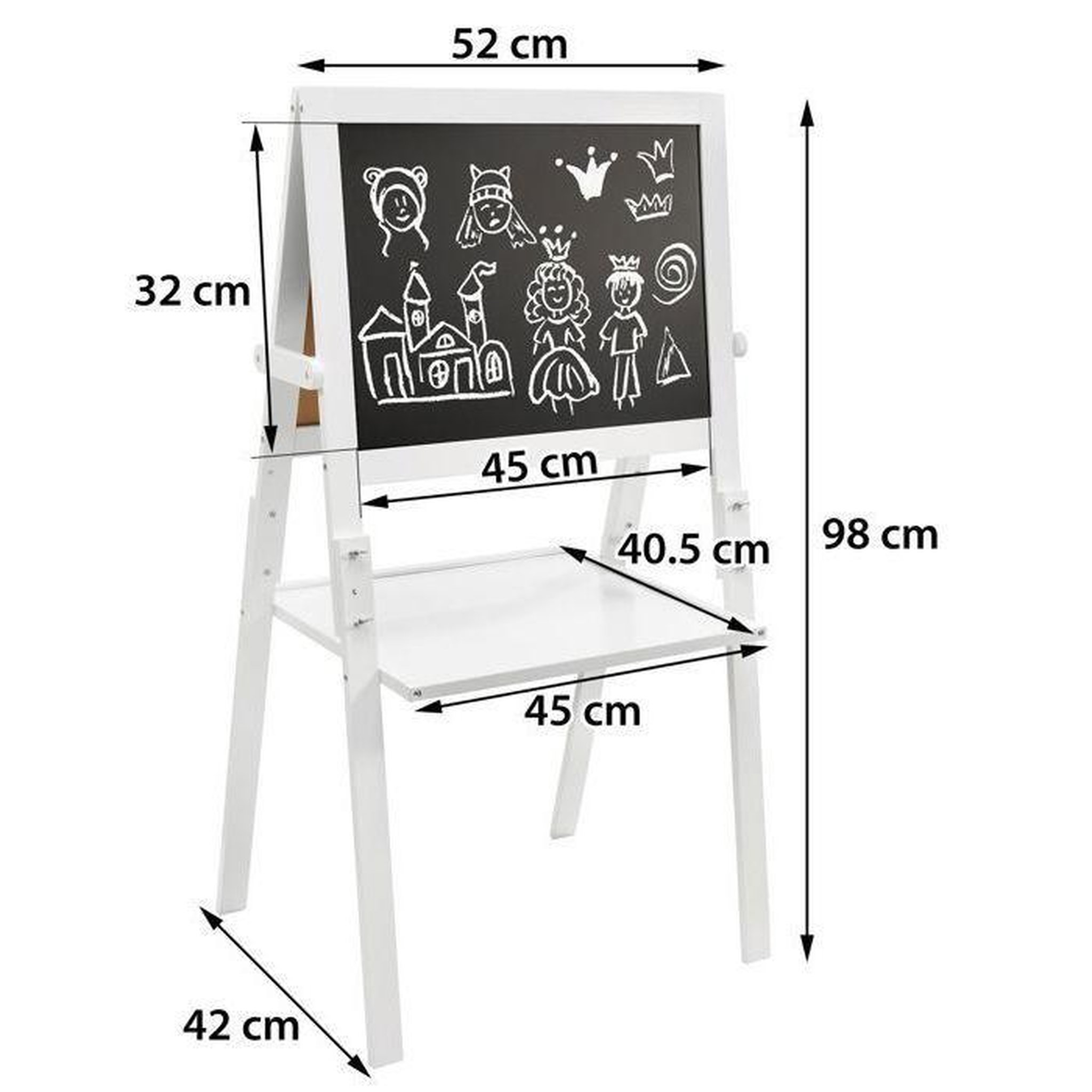 Voir la diapositive 4 : MAMABRUM Tableau Chevalet Enfant en Bois 2 Faces Magnétique et Ardoise à Craie avec Accessoires