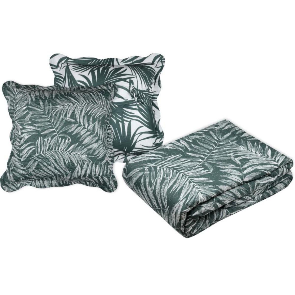 Lovely Casa Couvre lit boutis réversible 240x220 avec 2 taies MANISSA