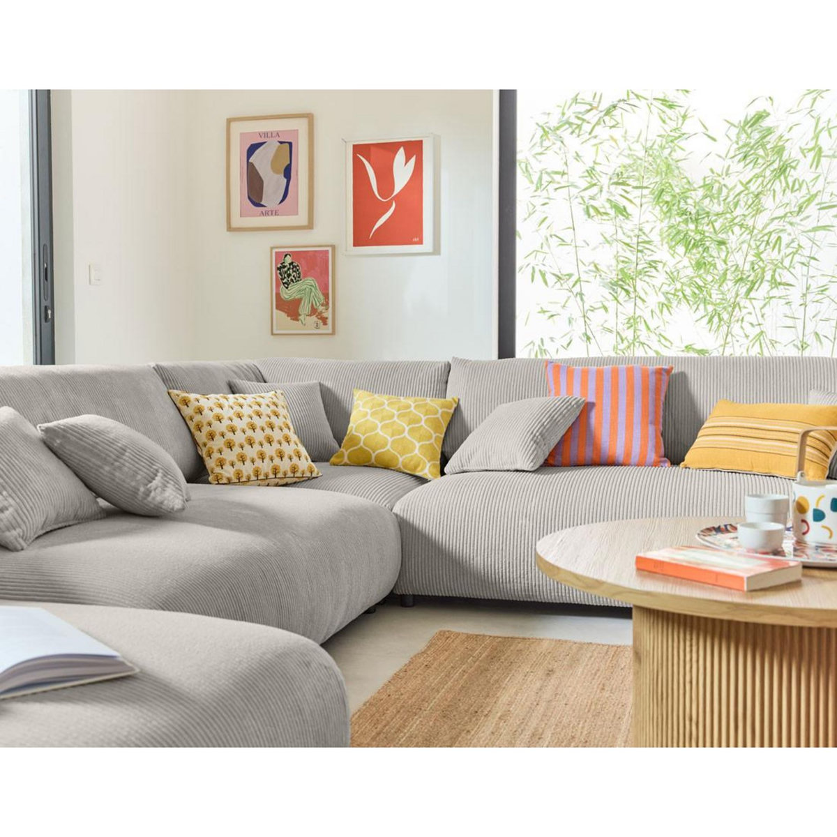 LISA DESIGN Garance - canapé modulable d'angle droit - 8 places - en velours côtelé