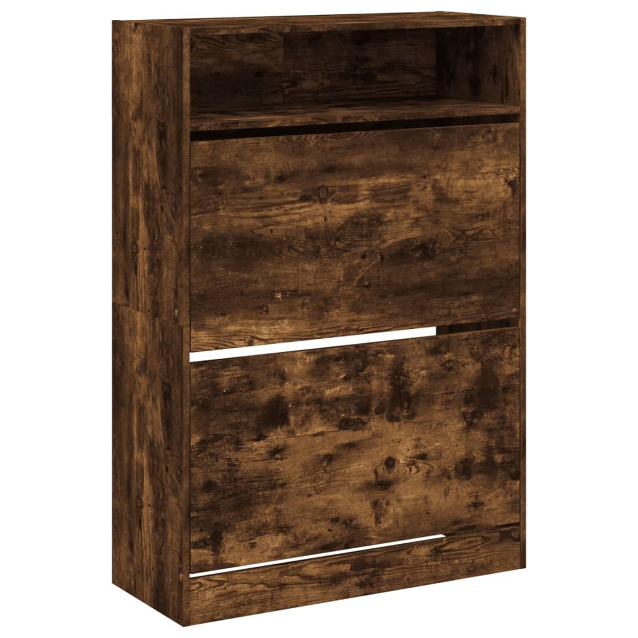 Voir la diapositive 2 : VIDAXL Armoire a chaussures 2 tiroirs rabattables chene fume