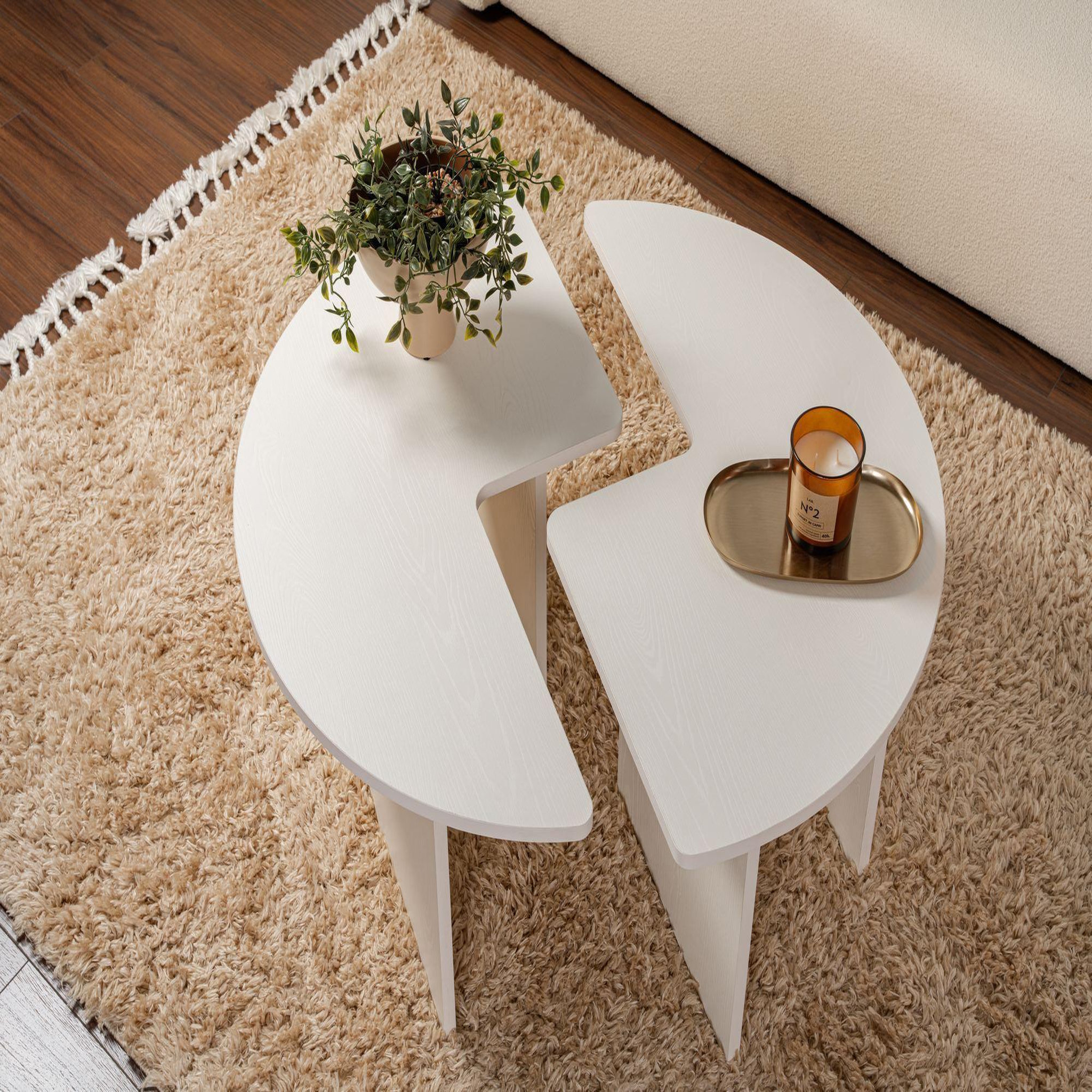 Voir la diapositive 4 : Habitat et Jardin Table basse en bois  moira  90 x 90 x 41 cm - blanc de bois