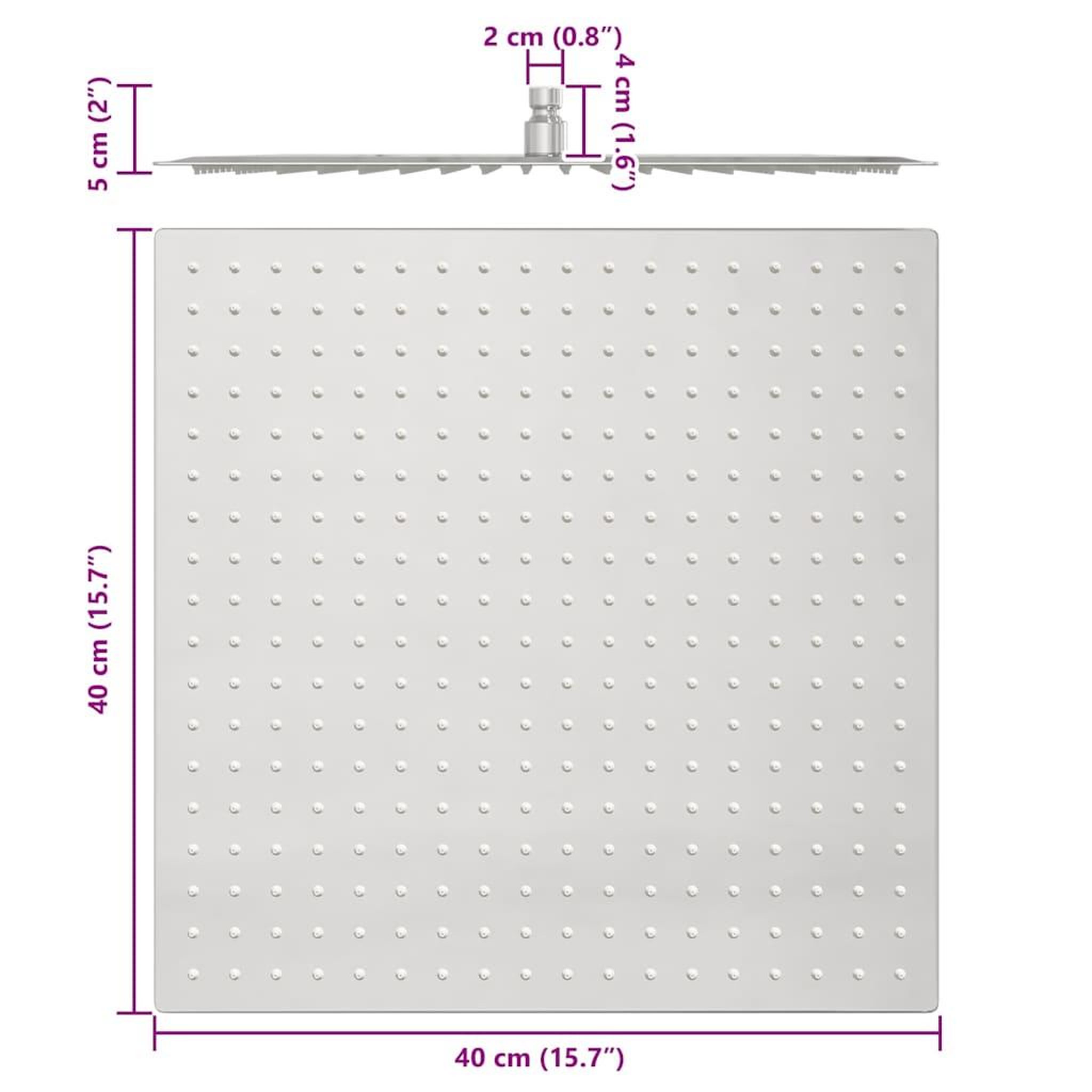 Voir la diapositive 6 : VIDAXL Pomme de douche pluie acier inoxydable 304 40x40 cm carree
