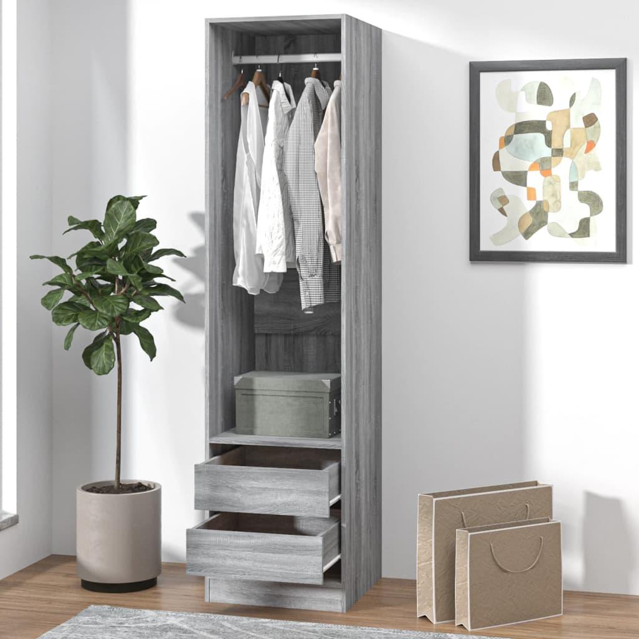 VIDAXL Armoire avec tiroirs Sonoma gris 50x50x200 cm Bois d'ingenierie