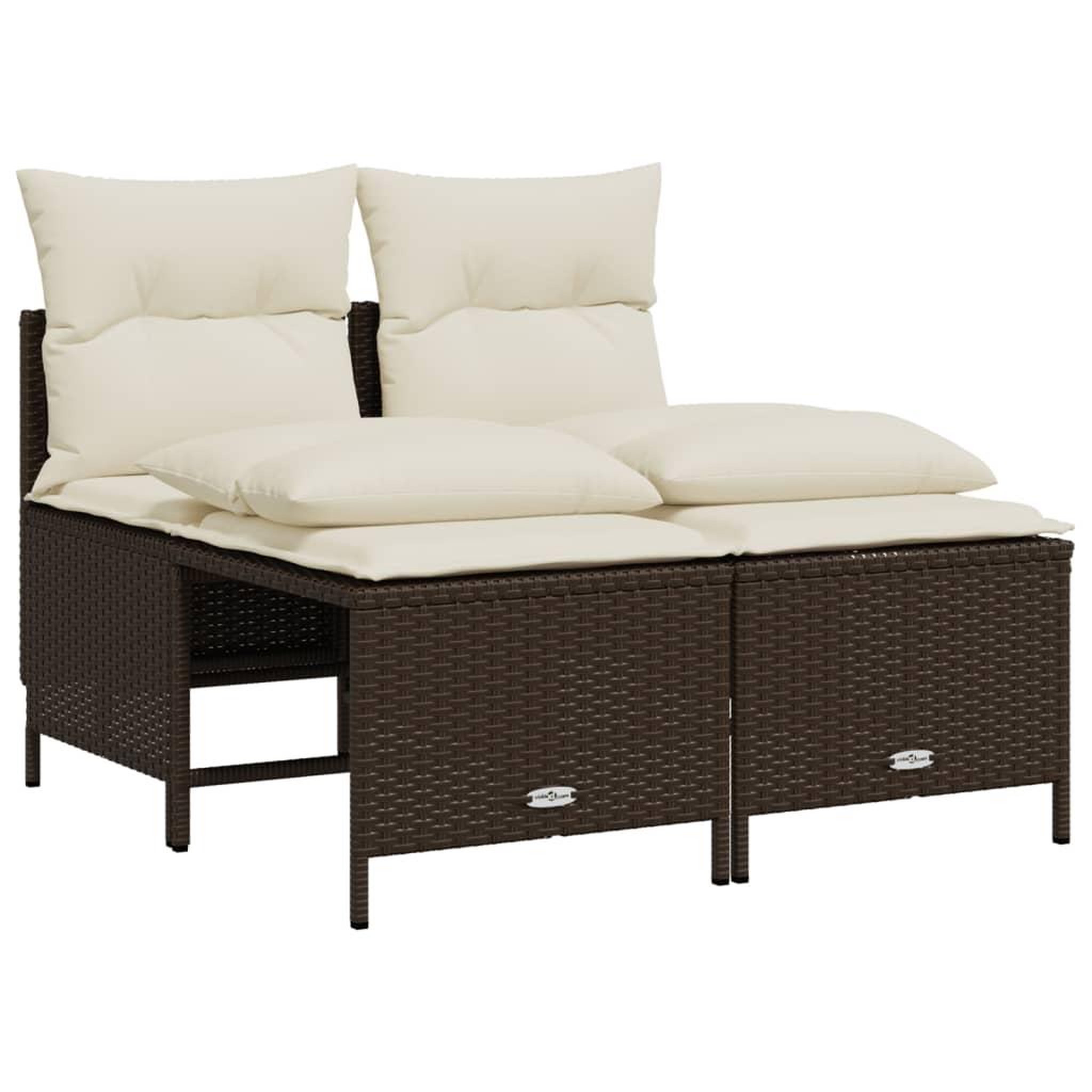 Voir la diapositive 2 : VIDAXL Salon de jardin 4 pcs avec coussins marron resine tressee