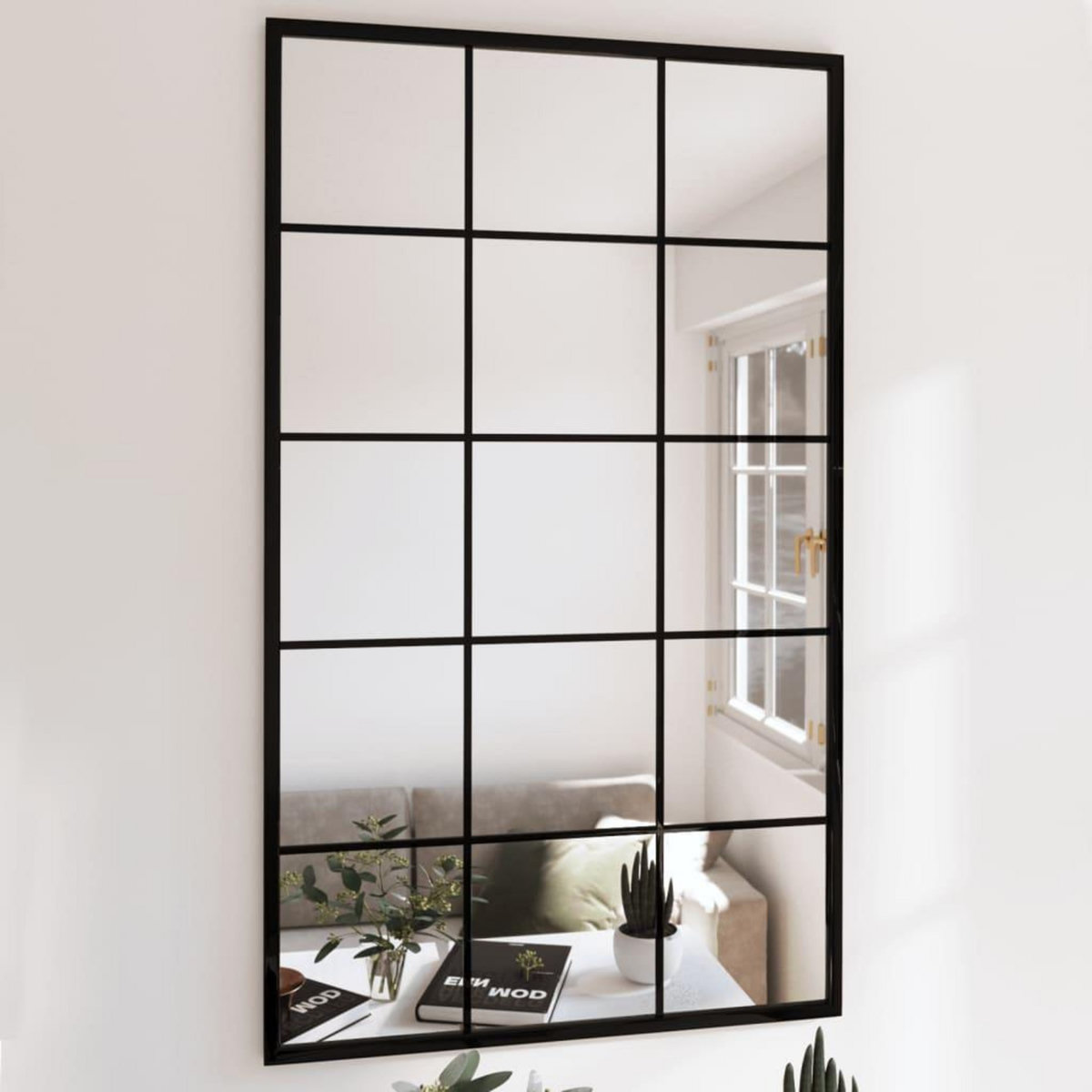 VIDAXL Miroir mural noir 100x60 cm metal