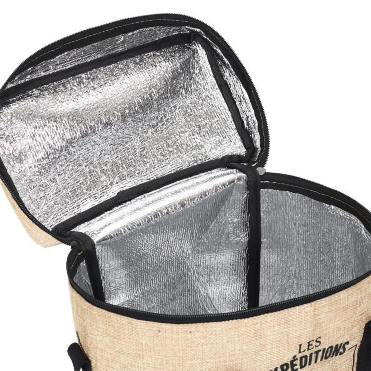 Paris Prix Lunch Bag Fraicheur Isotherme  Effet Jute  30cm Beige