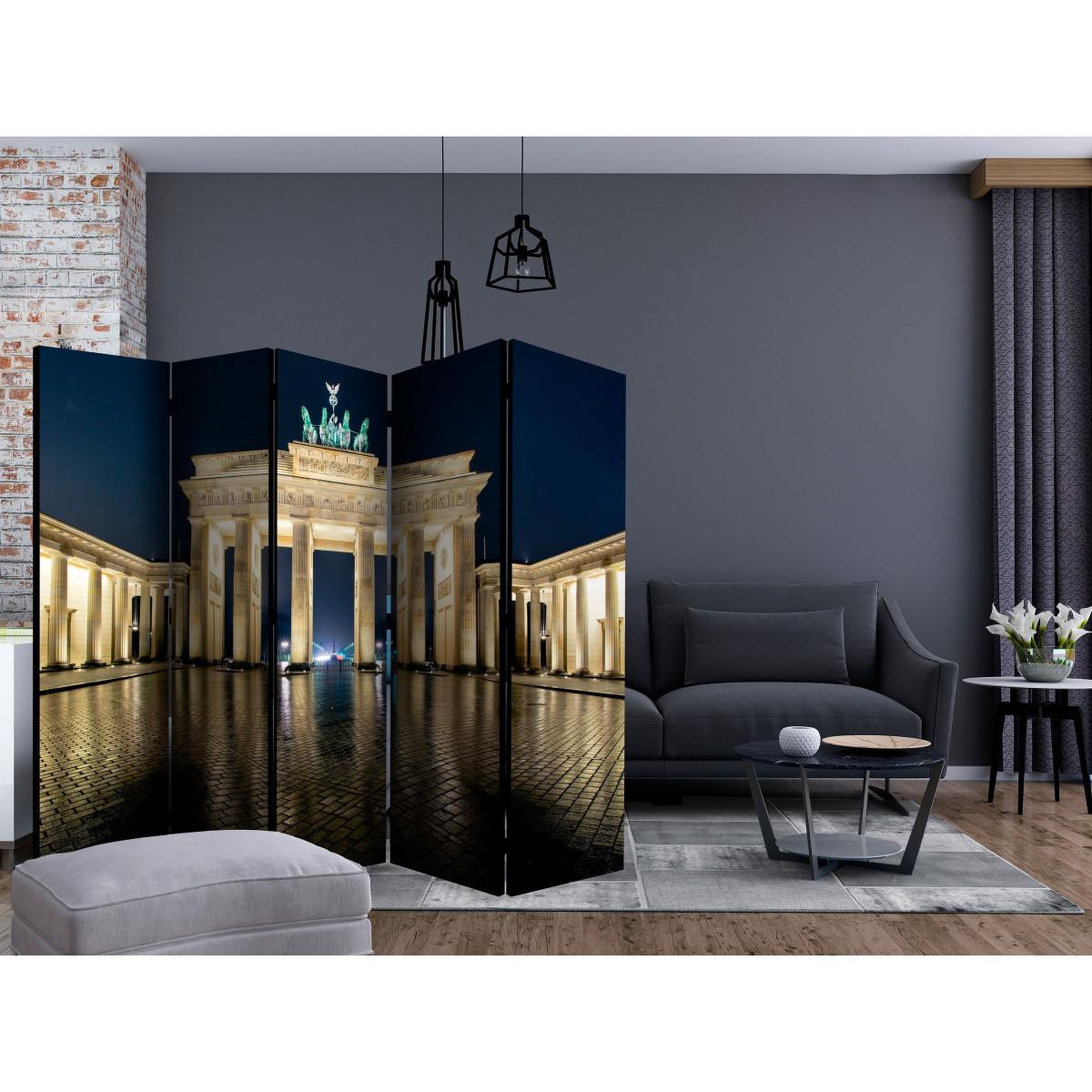 Voir la diapositive 2 : Paris Prix Paravent 5 volets  berlin at night  172x225cm