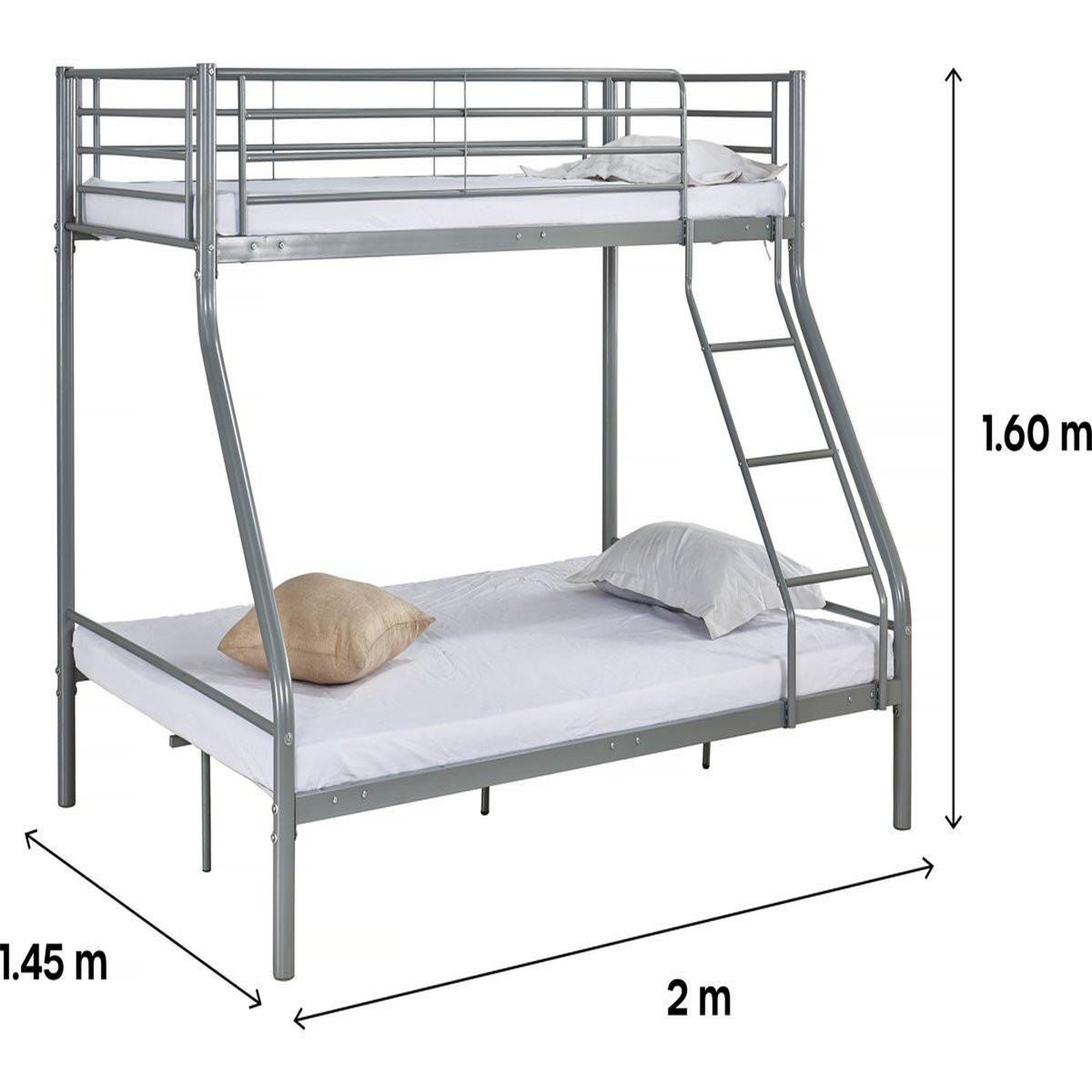 Voir la diapositive 3 : Habitat et Jardin Lit superposé en métal  leo  sommiers inclus - 90/140 x 190 cm - gris