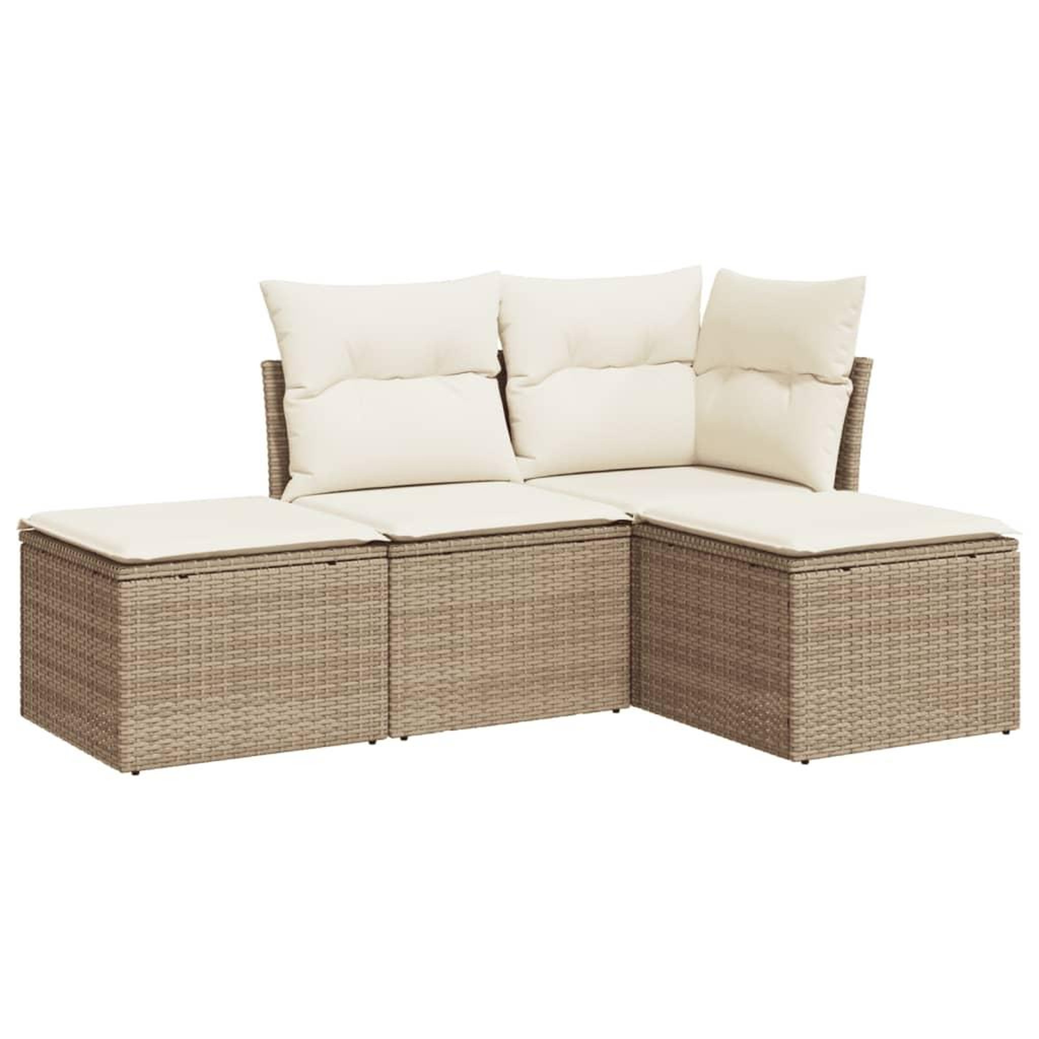 Voir la diapositive 2 : VIDAXL Salon de jardin avec coussins 4 pcs beige resine tressee