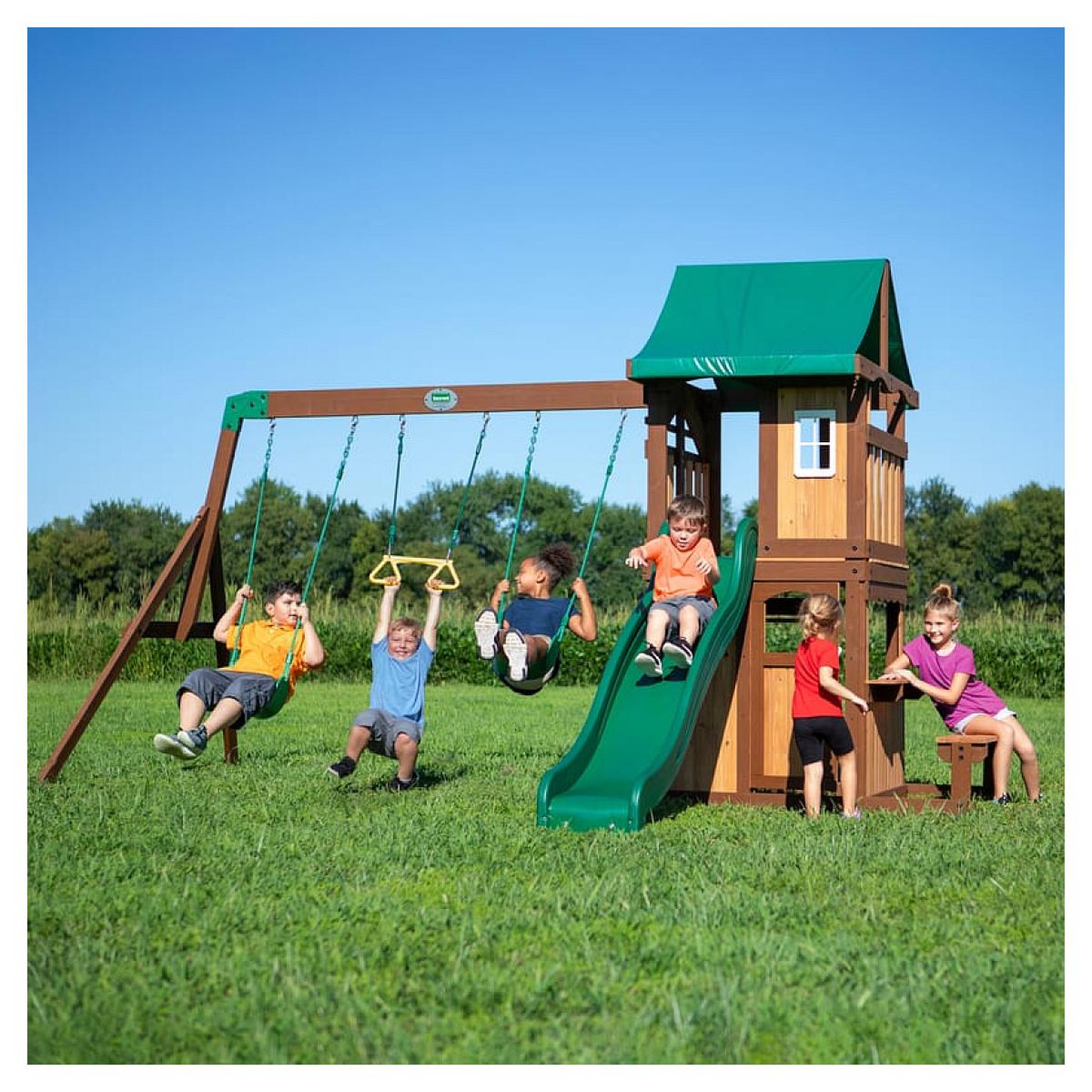 Voir la diapositive 3 : Backyard Discovery Portique Lakewood avec toboggan
