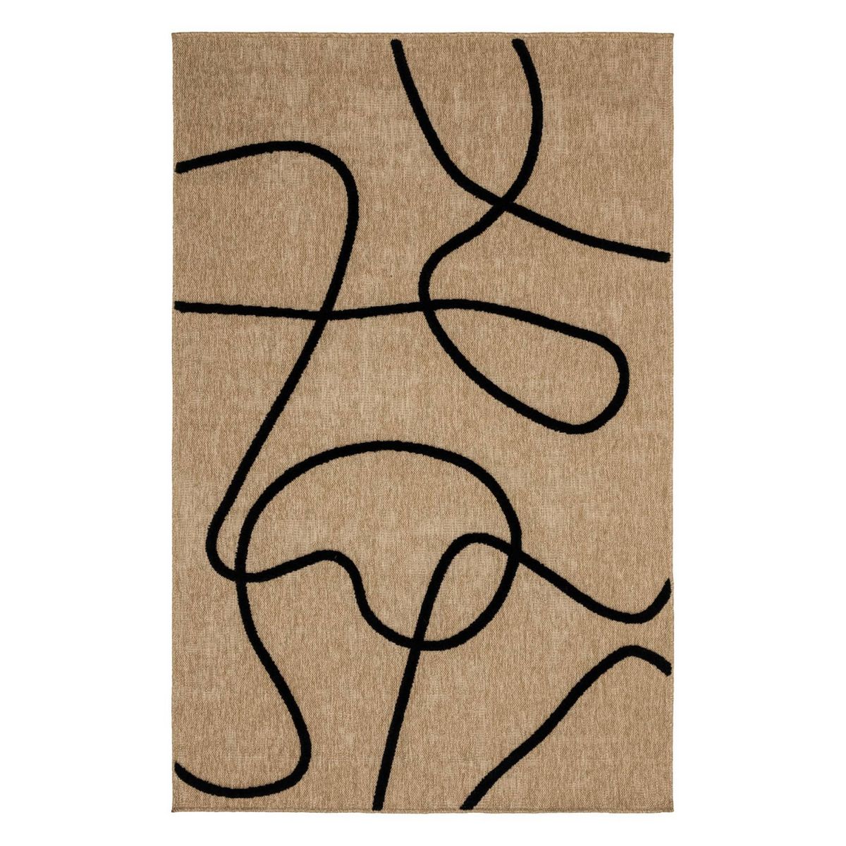 SWEEEK Tapis intérieur effet jute THOMAS, motif graphique en relief noir