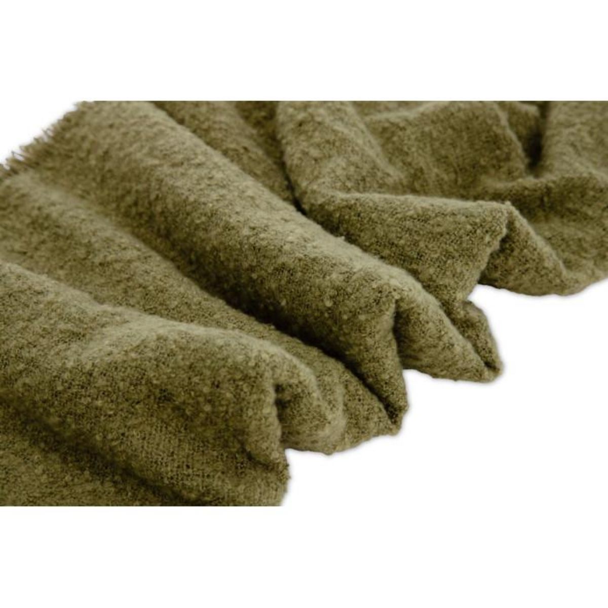 Paris Prix Plaid Uni à Franges  Stanly  130x170cm Vert Mousse