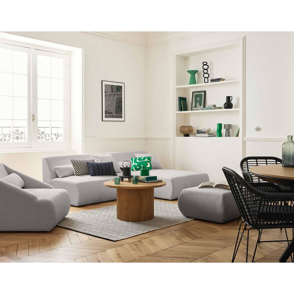 LISA DESIGN Onyx - canapé modulable d'angle réversible 4 places - en velours côtelé