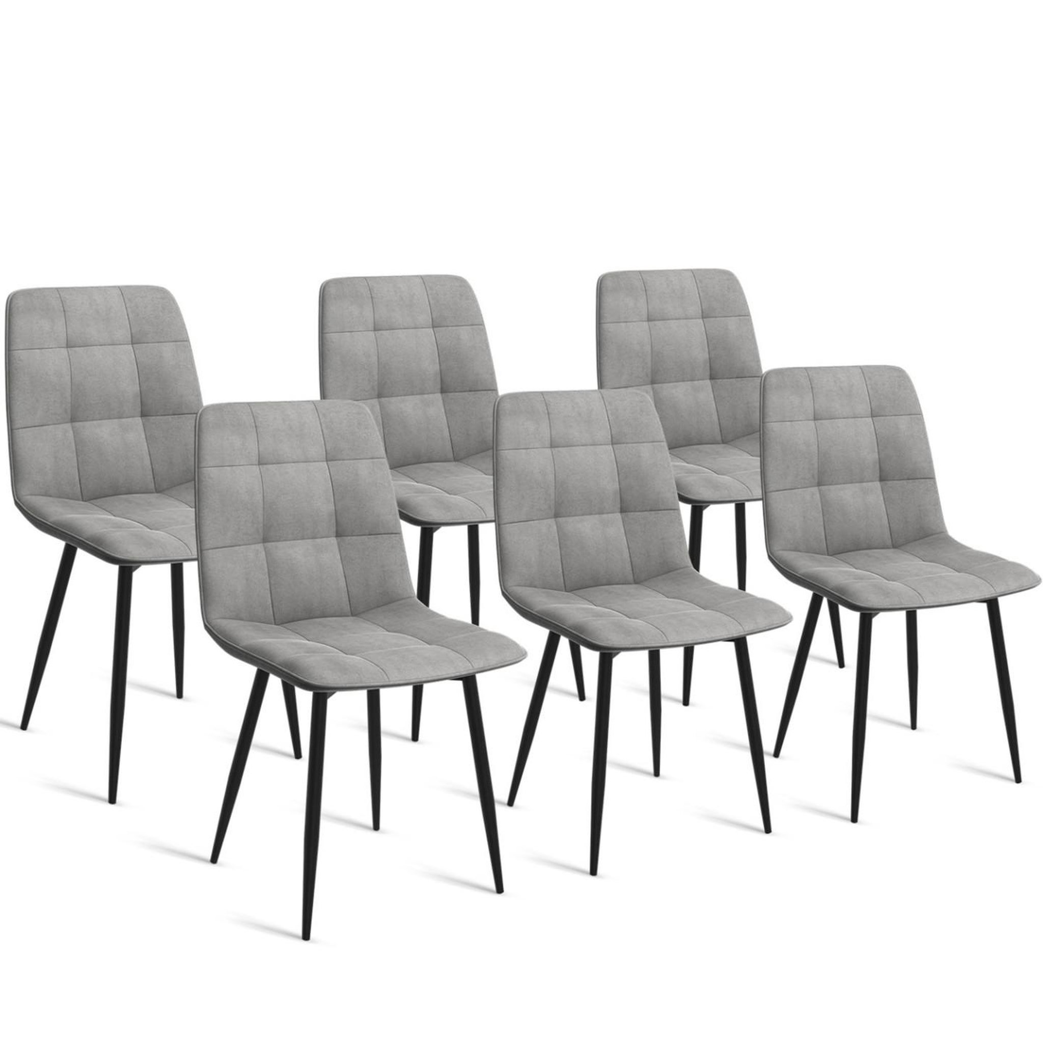 ID MARKET Lot de 6 chaises mila en velours gris clair pour salle à manger
