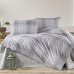 Home collection Parure housse de couette 100% coton 57 fils imprimé Nimagris. Coloris disponibles : Gris