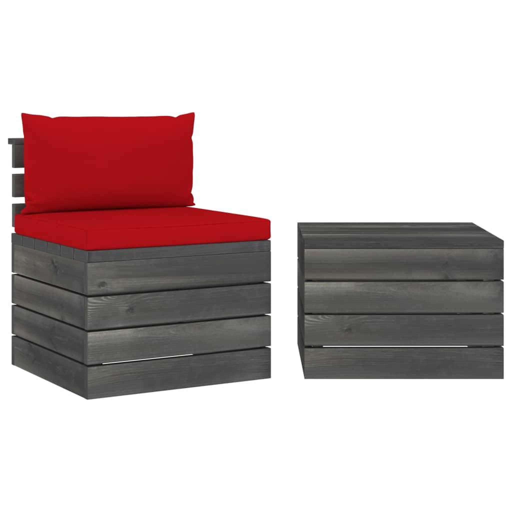 Voir la diapositive 2 : VIDAXL Salon palette de jardin 2 pcs avec coussins Bois de pin massif