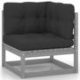 Voir la diapositive 4 : VIDAXL Salon de jardin 13 pcs avec coussins Gris Bois de pin massif