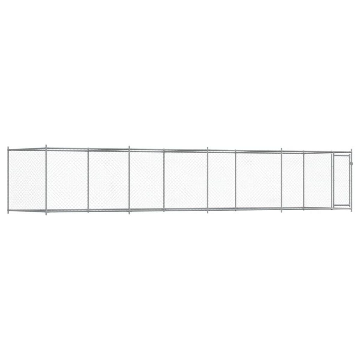 VIDAXL Cage pour chien avec porte gris 8x2x1,5 m acier galvanise