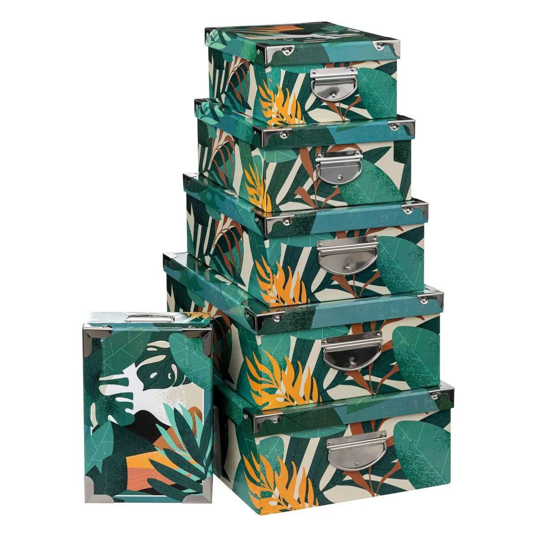 Voir la diapositive 1 : FIVE Lot de 6 boîtes de rangement  tropic  48cm vert
