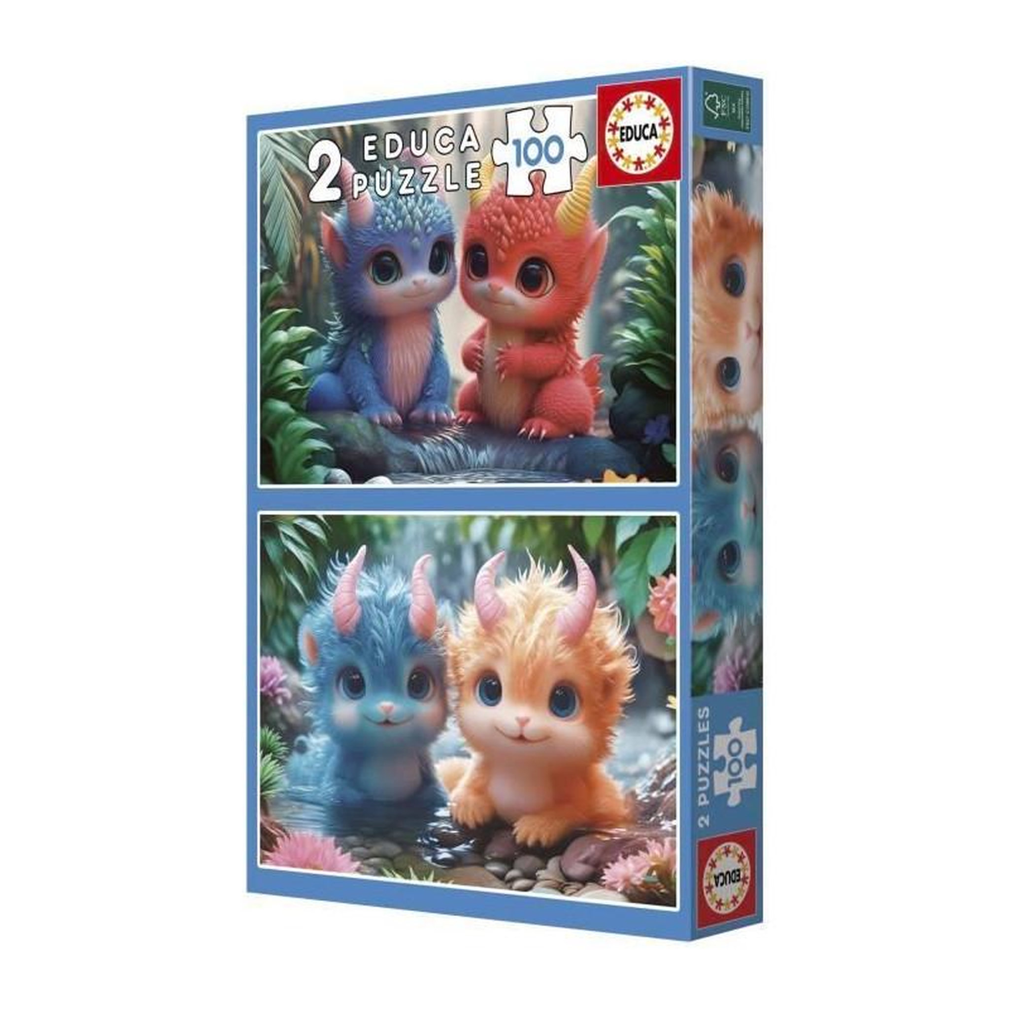 Voir la diapositive 4 : EDUCA Puzzle 2 x 100 pièces Monstres mignons – Enfant dès 8 ans – Dessins animés – Educa