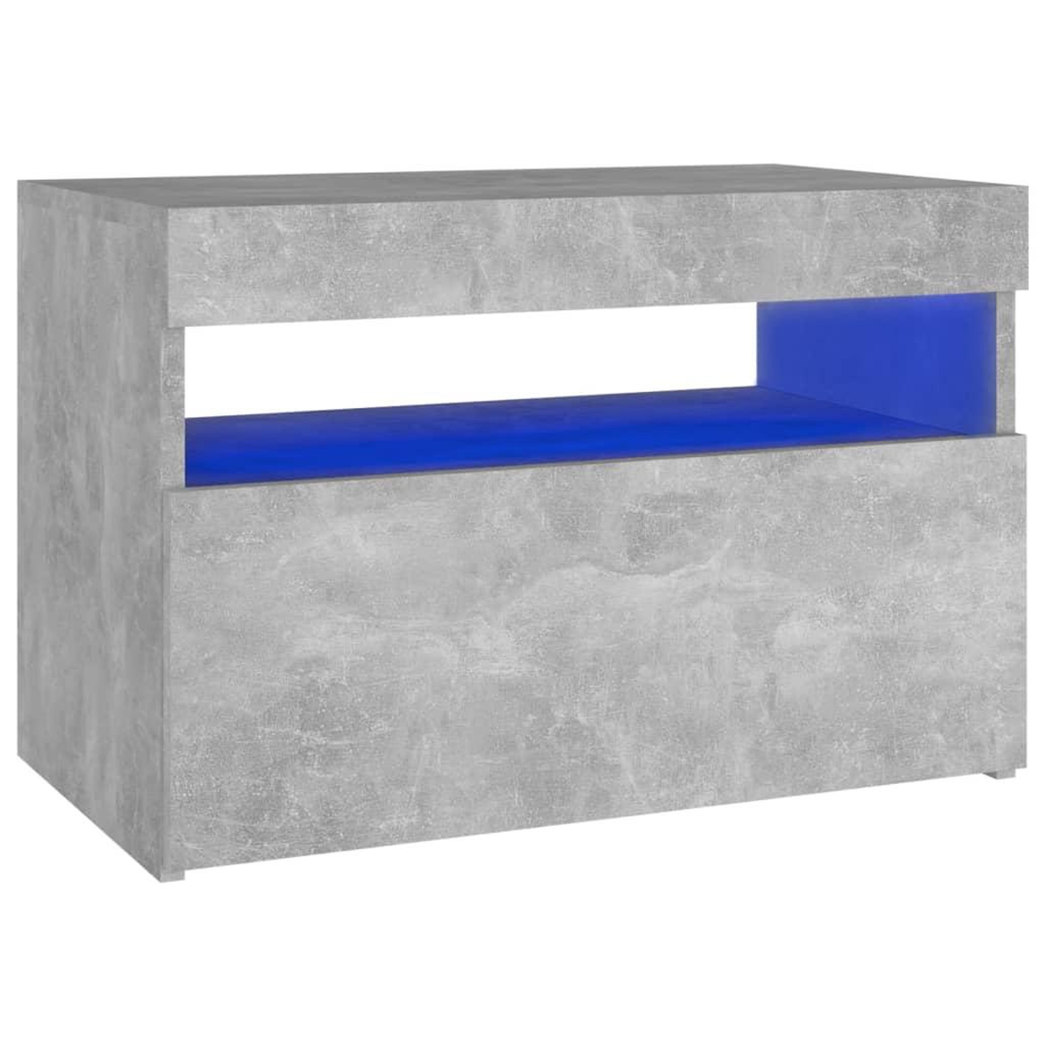 Voir la diapositive 2 : VIDAXL Table de chevet avec lumieres LED gris beton 60x35x40 cm