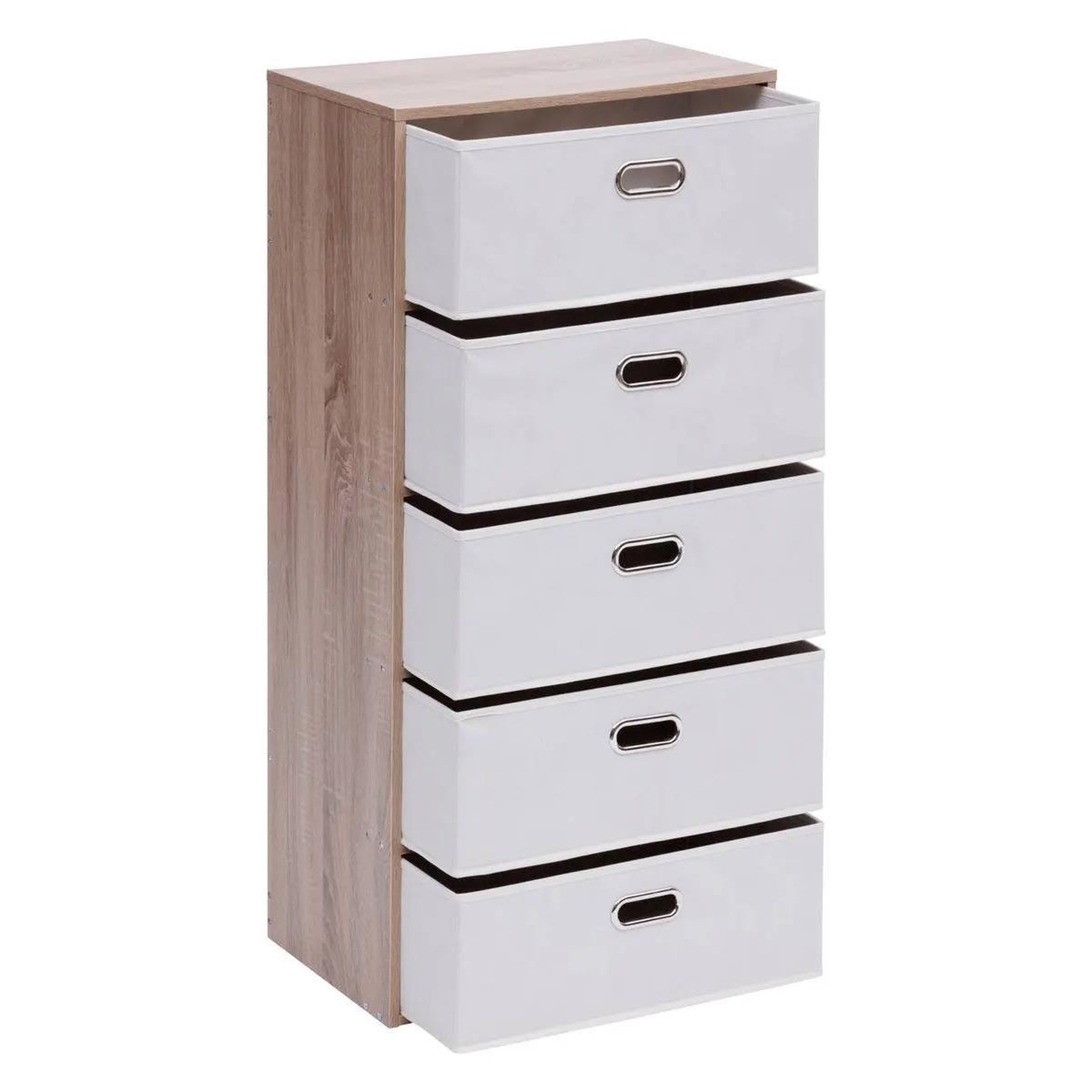 Voir la diapositive 2 : FIVE Commode 5 tiroirs paniers  dress up  100cm beige