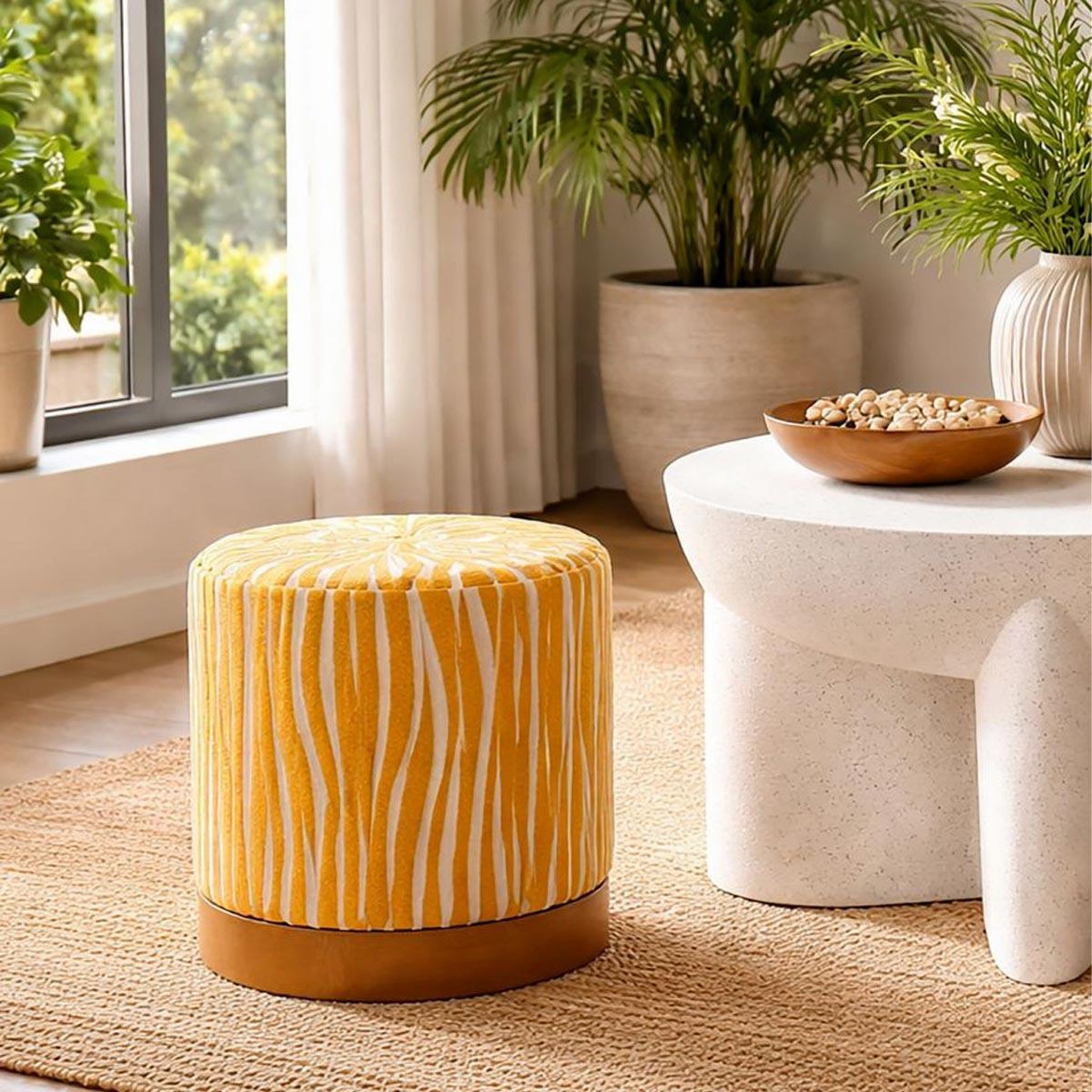 Voir la diapositive 4 : Paris Prix Pouf imprimé zèbre  savana  40cm jaune
