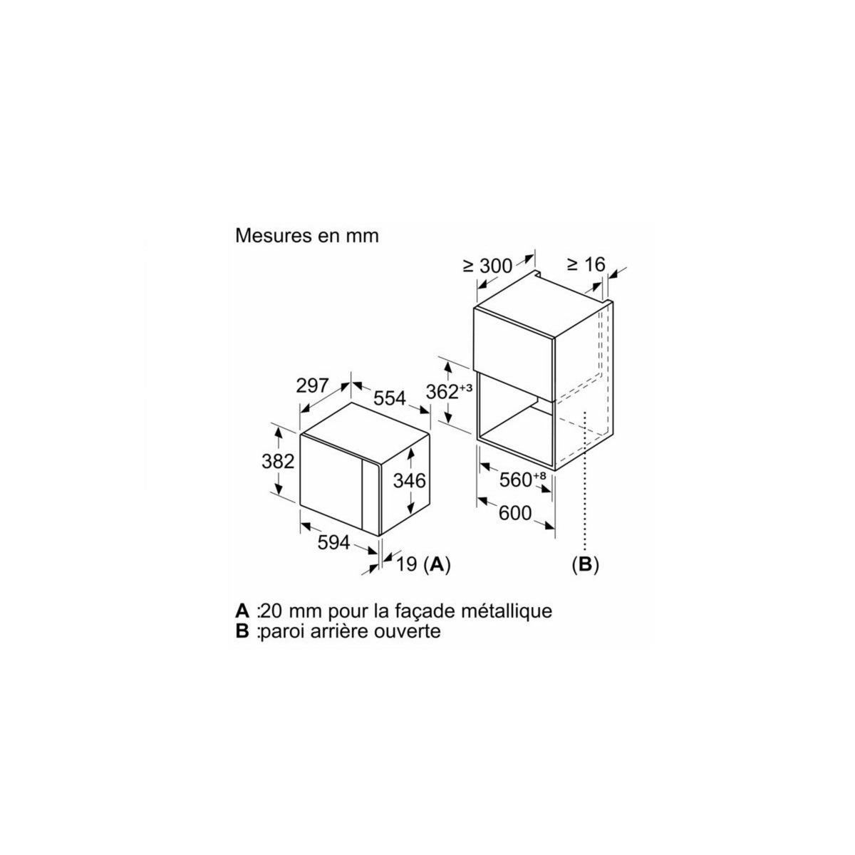 BOSCH Micro-ondes solo encastrable 20l 800w noir - BFL523MB1F