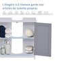 Voir la diapositive 5 : KLEANKIN Meuble salle de bain - meuble sous-vasque - placard 2 portes avec étagère - dim. 60L x 30l x 60H cm - MDF gris blanc