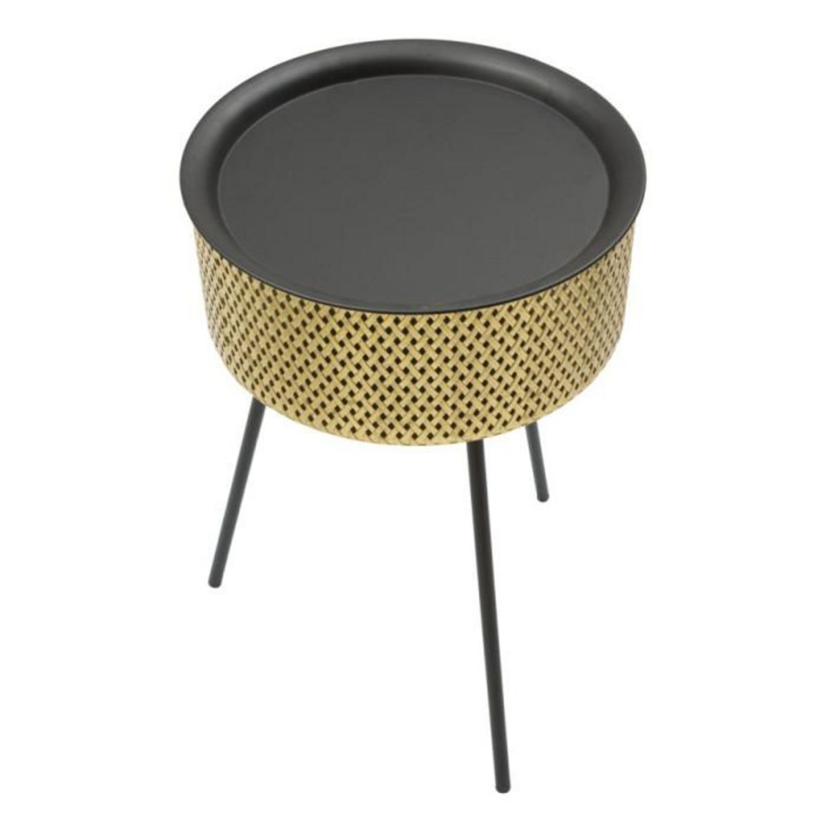 Paris Prix Table d'Appoint Avec Rangement  Glovy  65cm Or & Noir