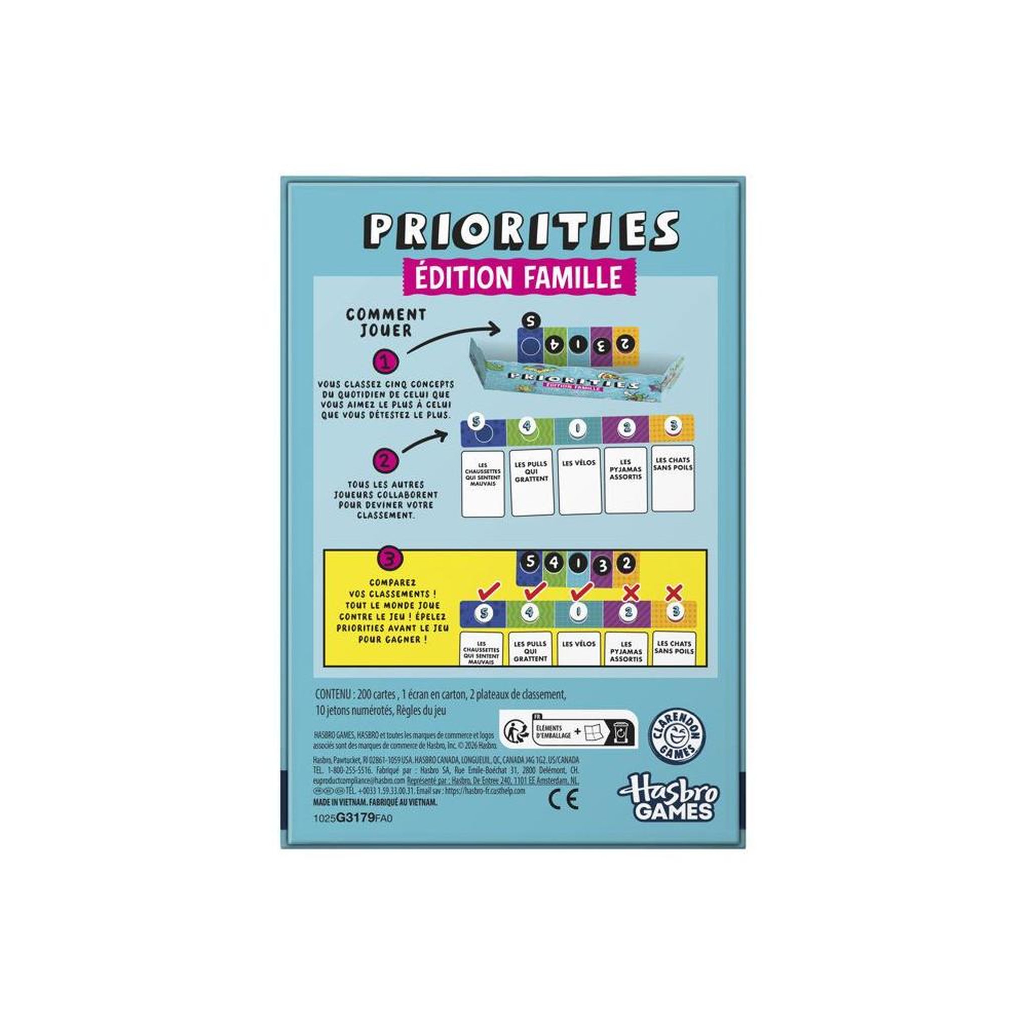 Voir la diapositive 6 : HASBRO Jeu de cartes de classement Priorities Family Edition