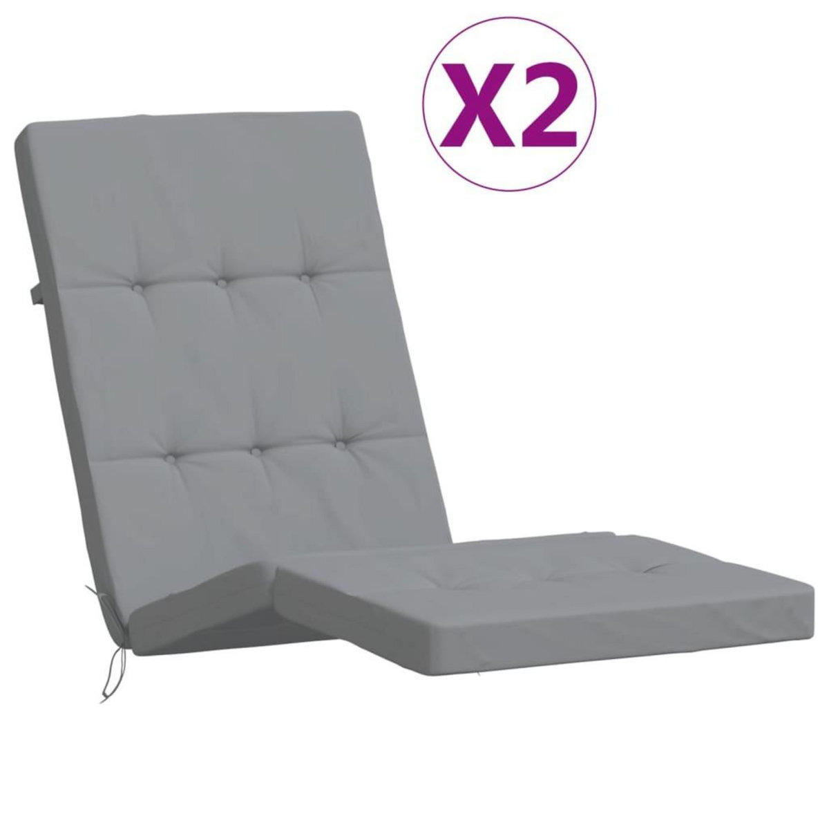 VIDAXL Coussins de chaise longue lot de 2 gris tissu oxford
