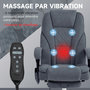 Voir la diapositive 5 : VINSETTO Fauteuil de bureau manager massant chauffant inclinable réglable télécommande repose-pieds rétractable velours gris bleuté