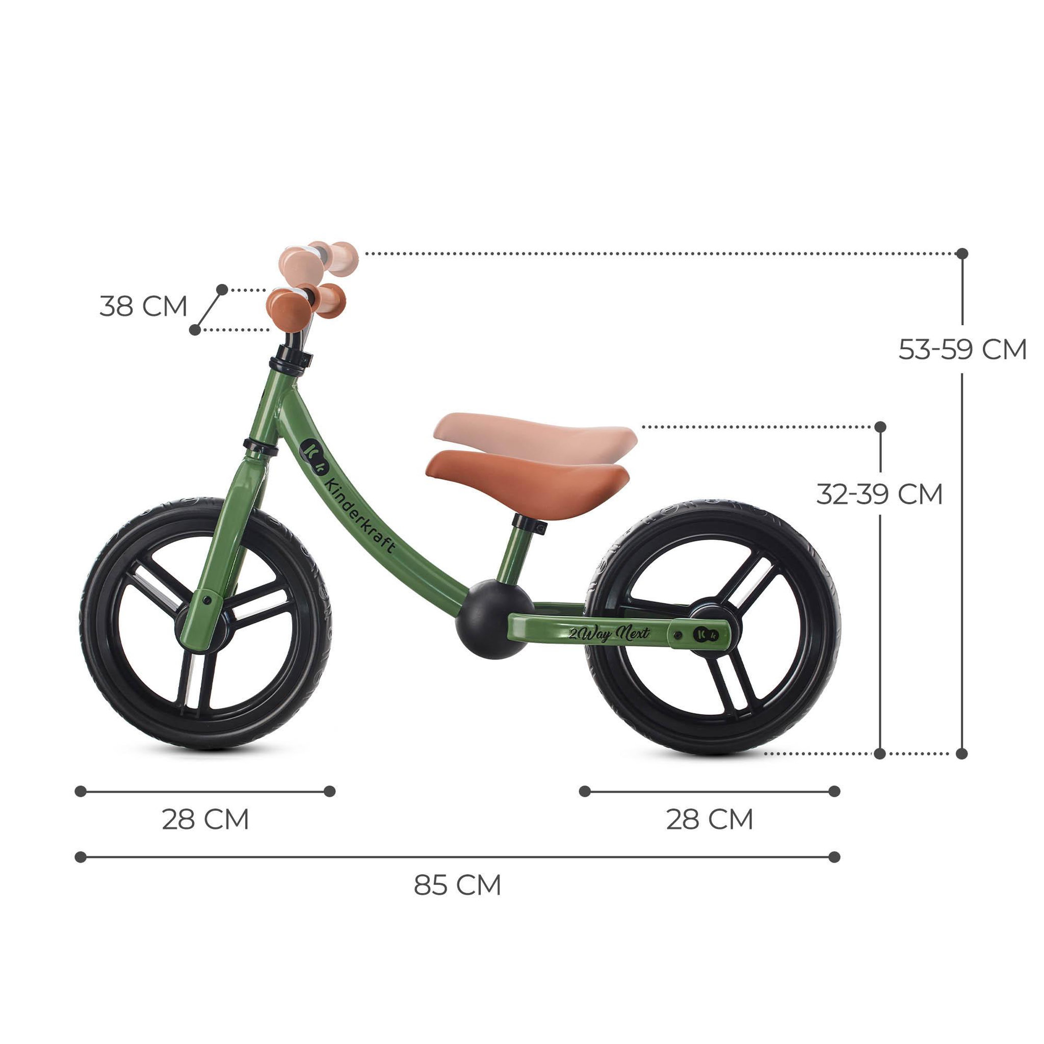 Voir la diapositive 6 : KINDERKRAFT Vélo sans pédales (draisienne) - Selle/guidon réglables - Vert