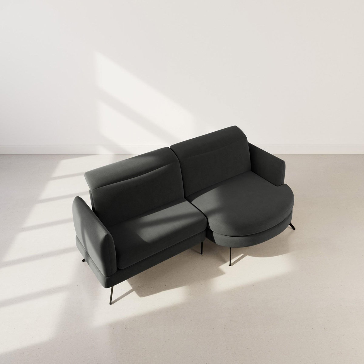 LISA DESIGN Terry - canapé d'angle droit 4 places avec têtières réglables en tissu texturé