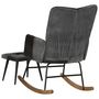 Voir la diapositive 4 : VIDAXL Chaise a bascule et repose-pieds Marron Noir veritable et toile