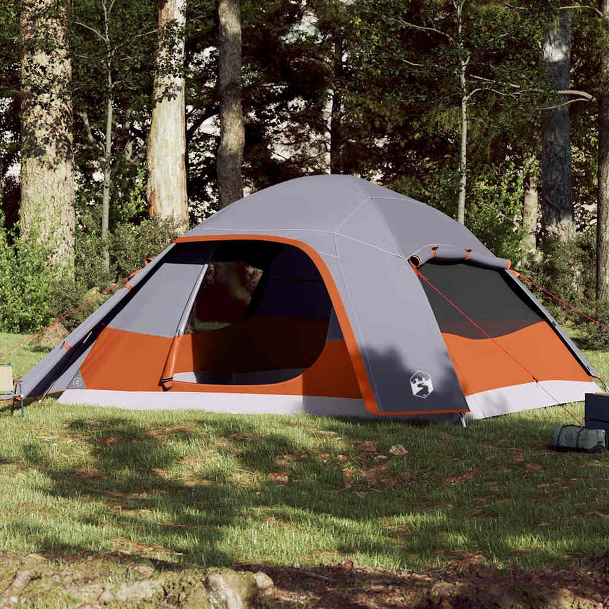 VIDAXL Tente familiale a dome 6 personnes gris impermeable
