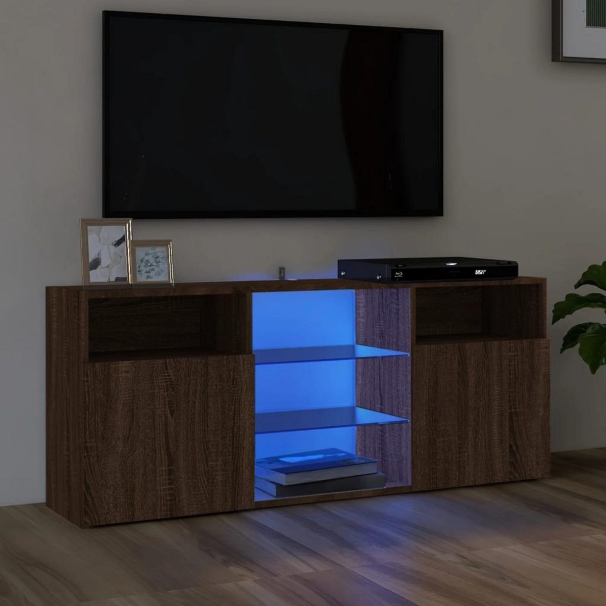 VIDAXL Meuble TV avec lumieres LED Chene marron 120x30x50 cm