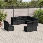 VIDAXL Salon de jardin 11 pcs avec coussins noir resine tressee