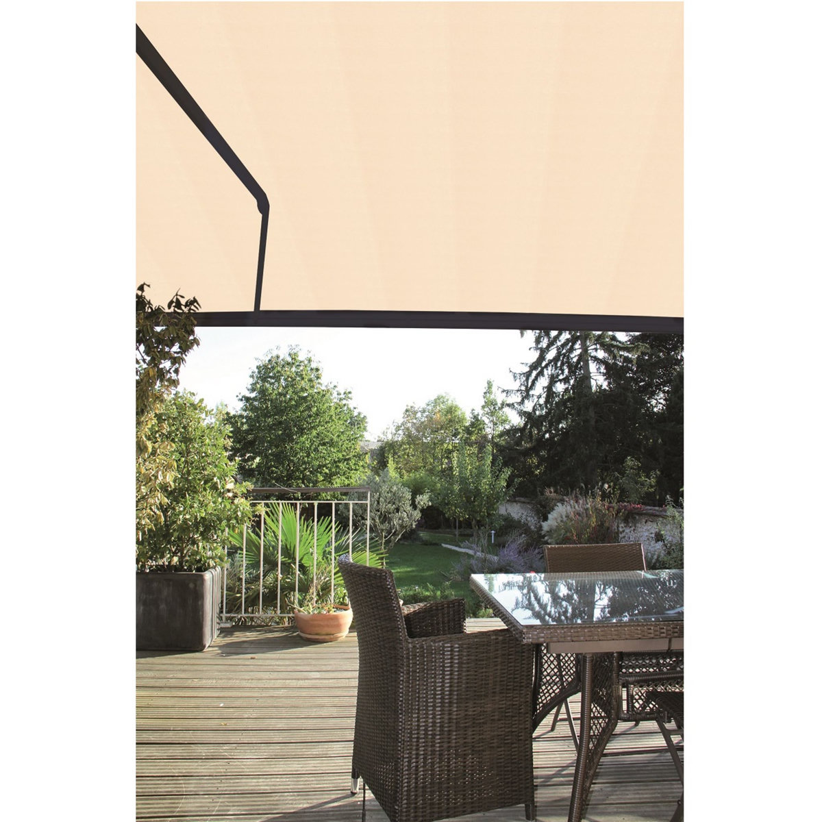 INTERSUN Store manuel 3x2m OTTAWA toile unie coffre intégral gris