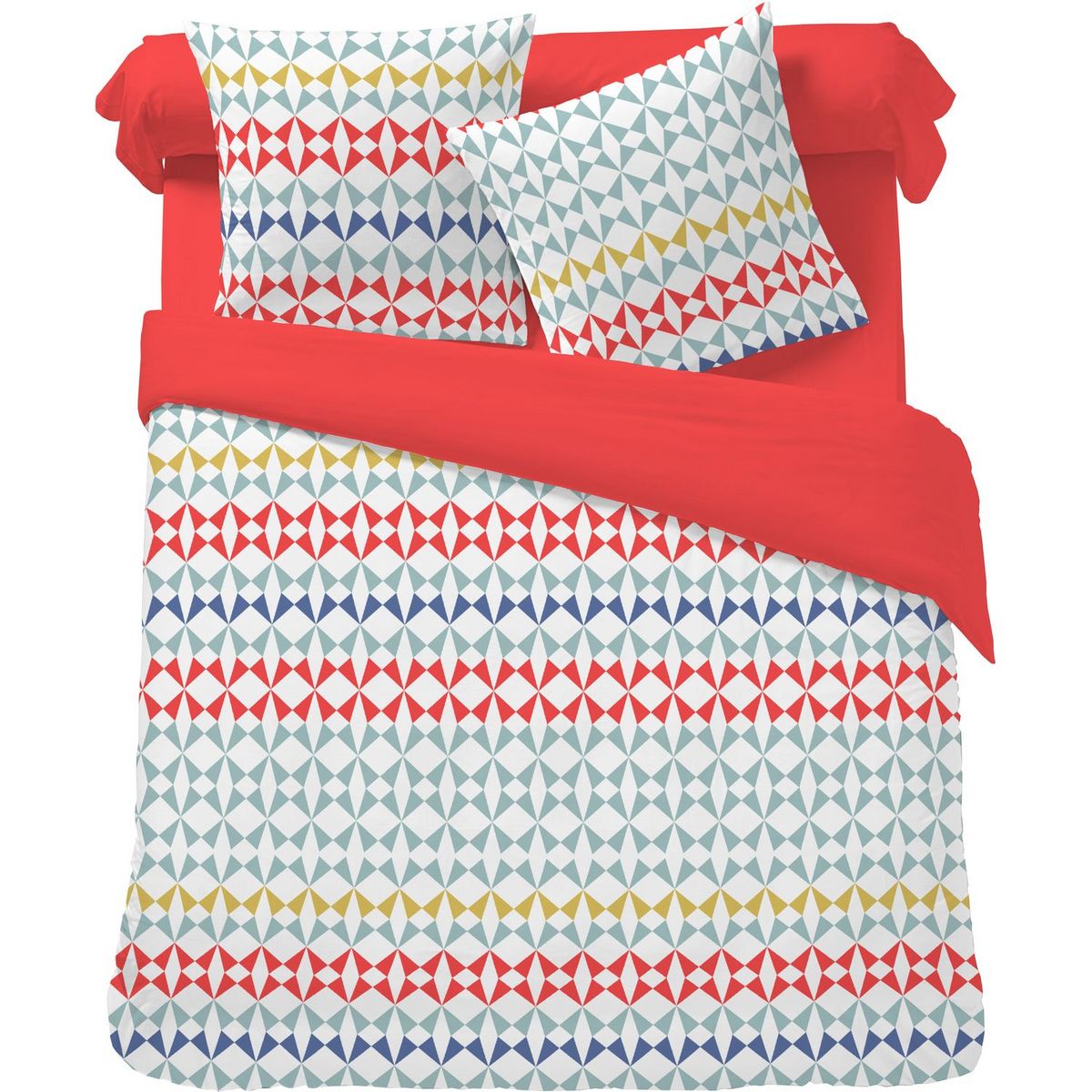 Parure housse de couette fantaisie en polycoton motifs losanges ALICE